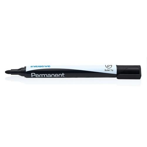 Initiative Permanent Bullet Tip Marker Black Pack 12